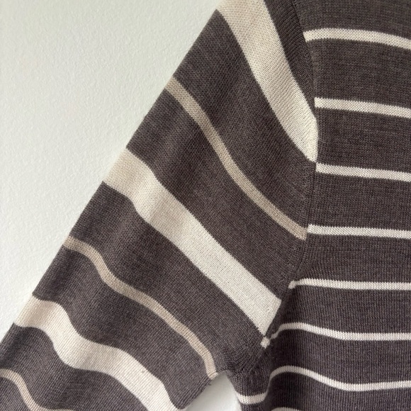 Smartwool Brown Cream Multi Striped V Neck Sweater Merino Wool - Picture 7 of 14